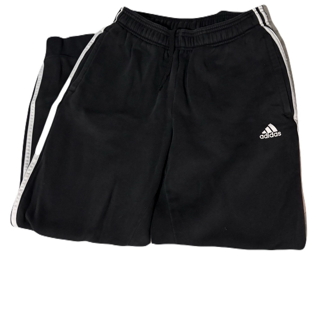 Adidas Women’s Black Joggers with White Stripes